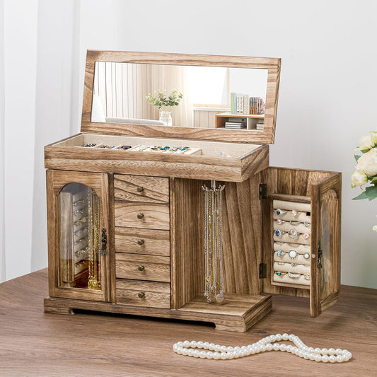 rustic wooden jewelry organizer