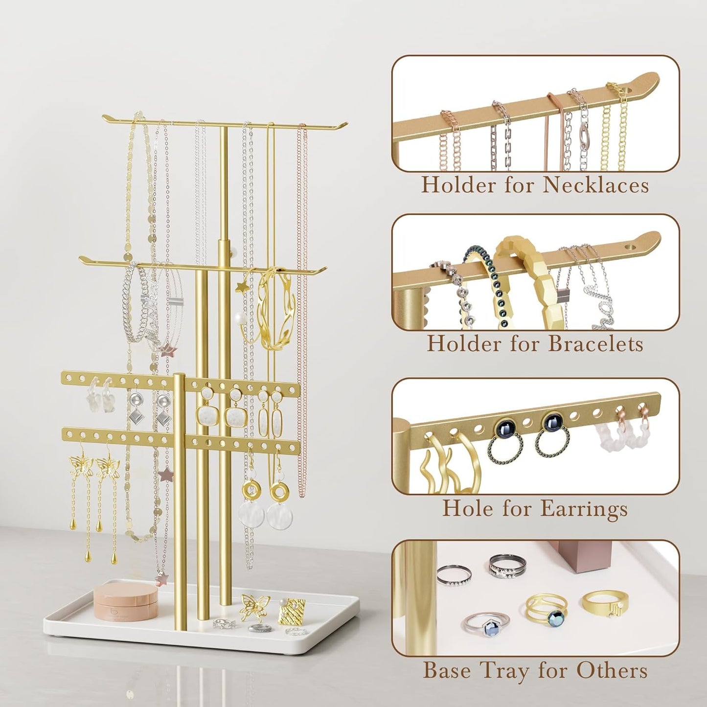 Metal Jewelry Hanger for Necklaces, Bracelets, Earrings