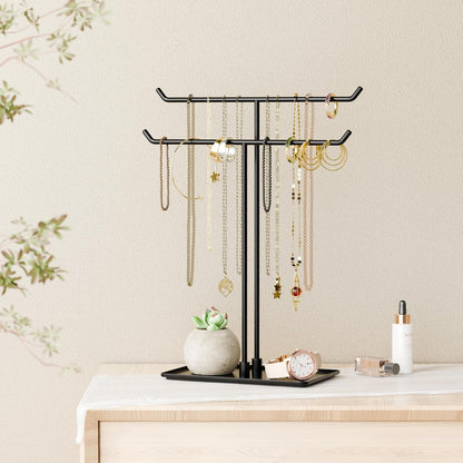 Black Metal Necklace Holder Stand for Home Decor