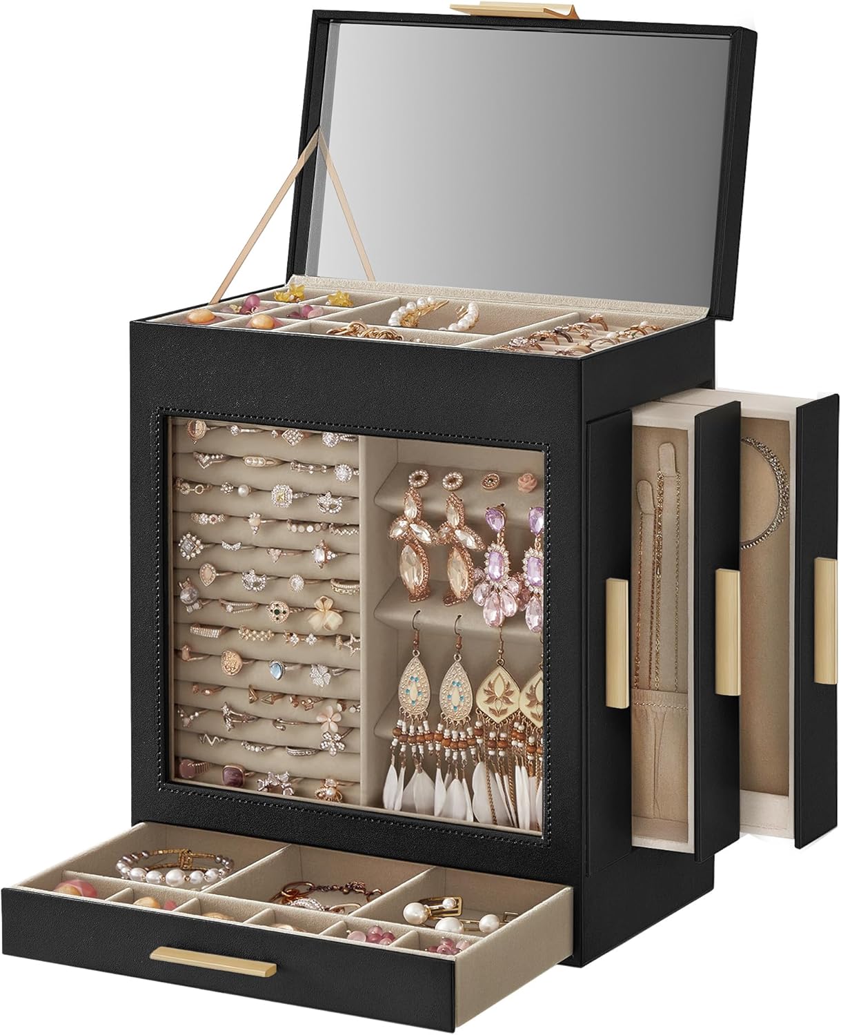 Large Jewelry Storage Box with Big Mirror