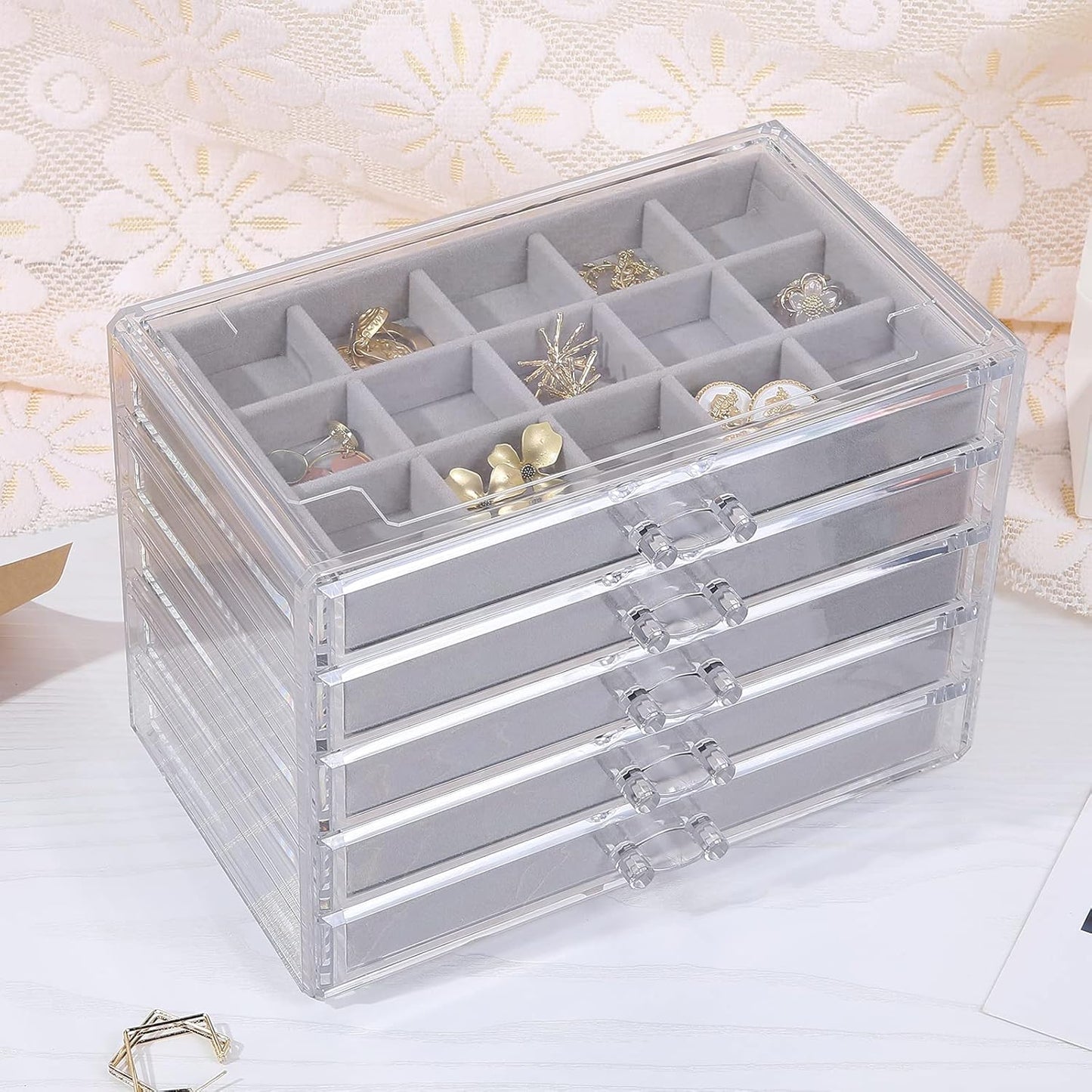 Earring Jewelry Organizer with 5 Drawers