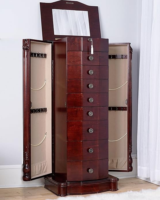 Extra Large Jewelry Armoire with Mirror – Jewelryorganiser