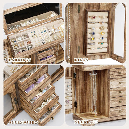 wooden jewelry box with drawers