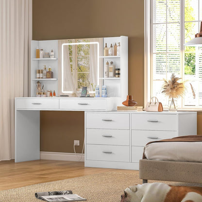 Vanity Desk with LED drawer mirror