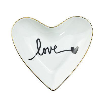 Ring Dish Holder Jewelry Tray Ceramic Heart Shape