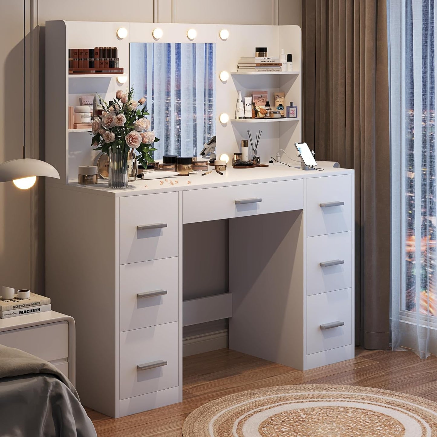 Vanity with mirror LED drawers