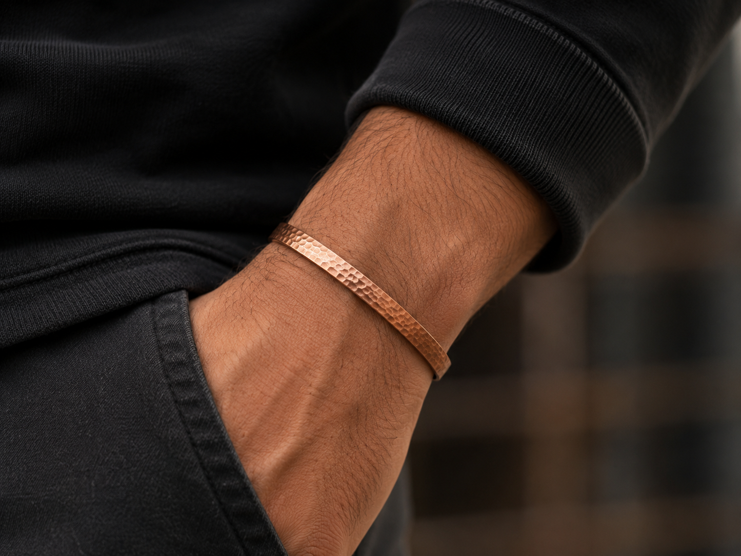 Handmade Solid Copper Hammered Cuff Bracelet