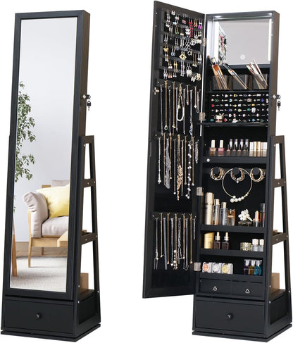 360 Swivel Full Length Mirror Jewelry Cabinet