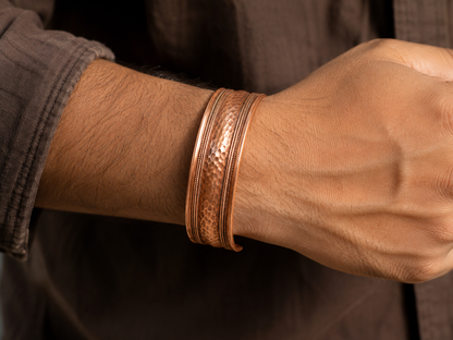 Hammered Copper Bracelet for Men Adjustable