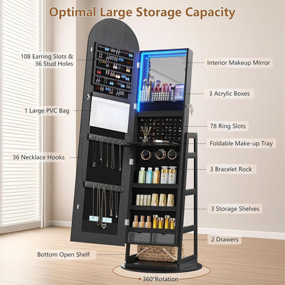 arched jewelry cabinet standing