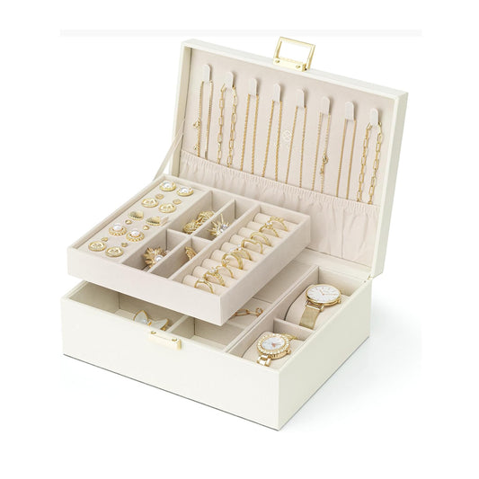 Large Jewelry Organizer for Women - Cream White