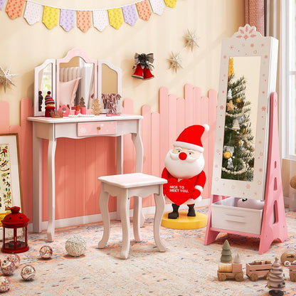 Kids Standing Jewelry Cabinet with Mirror