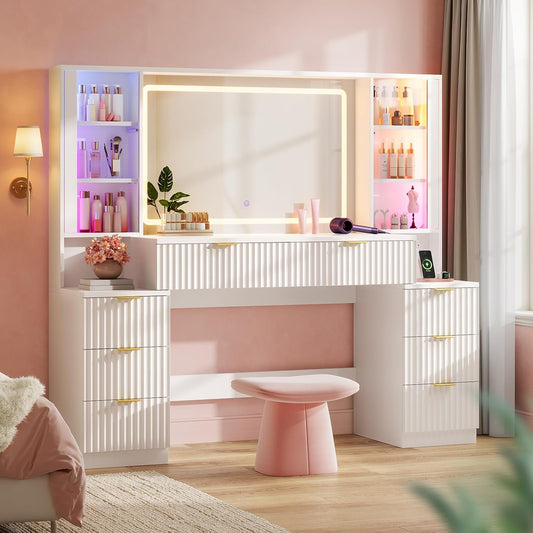 Modern vanity with mirror and drawer