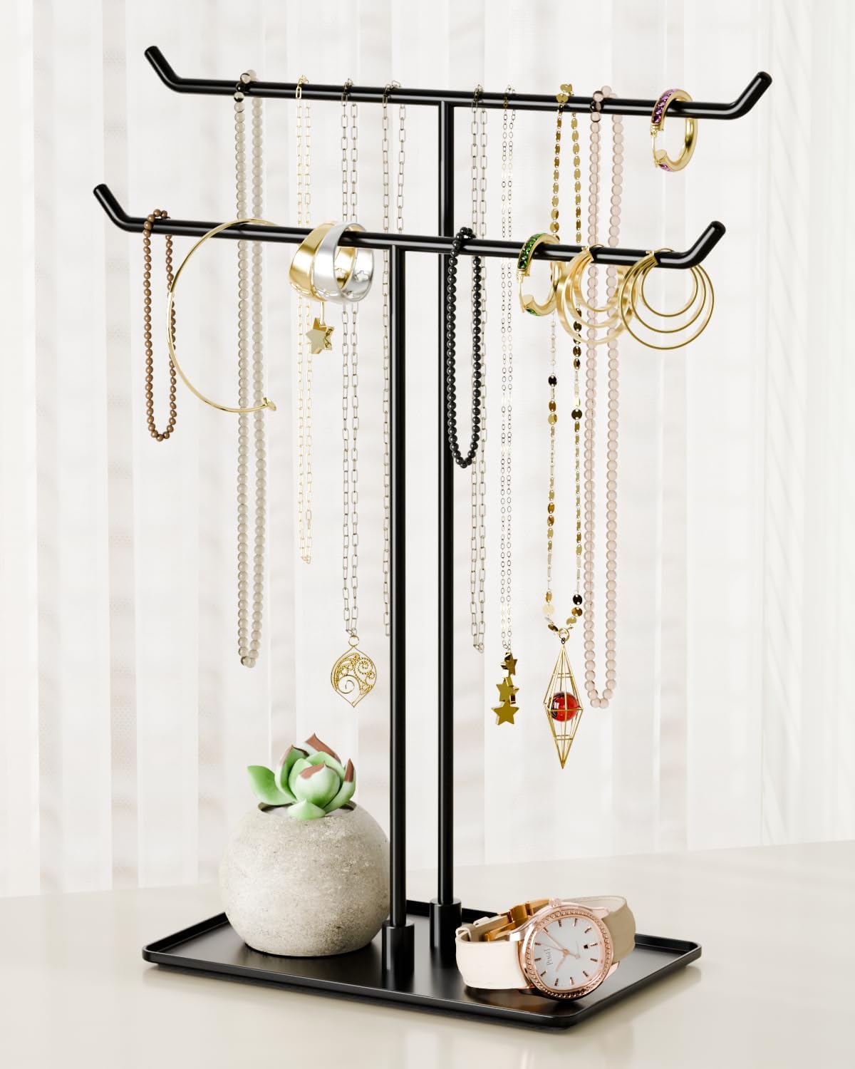 metal necklace holder stand