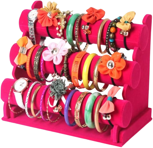 3 tier pink bangle holder stand