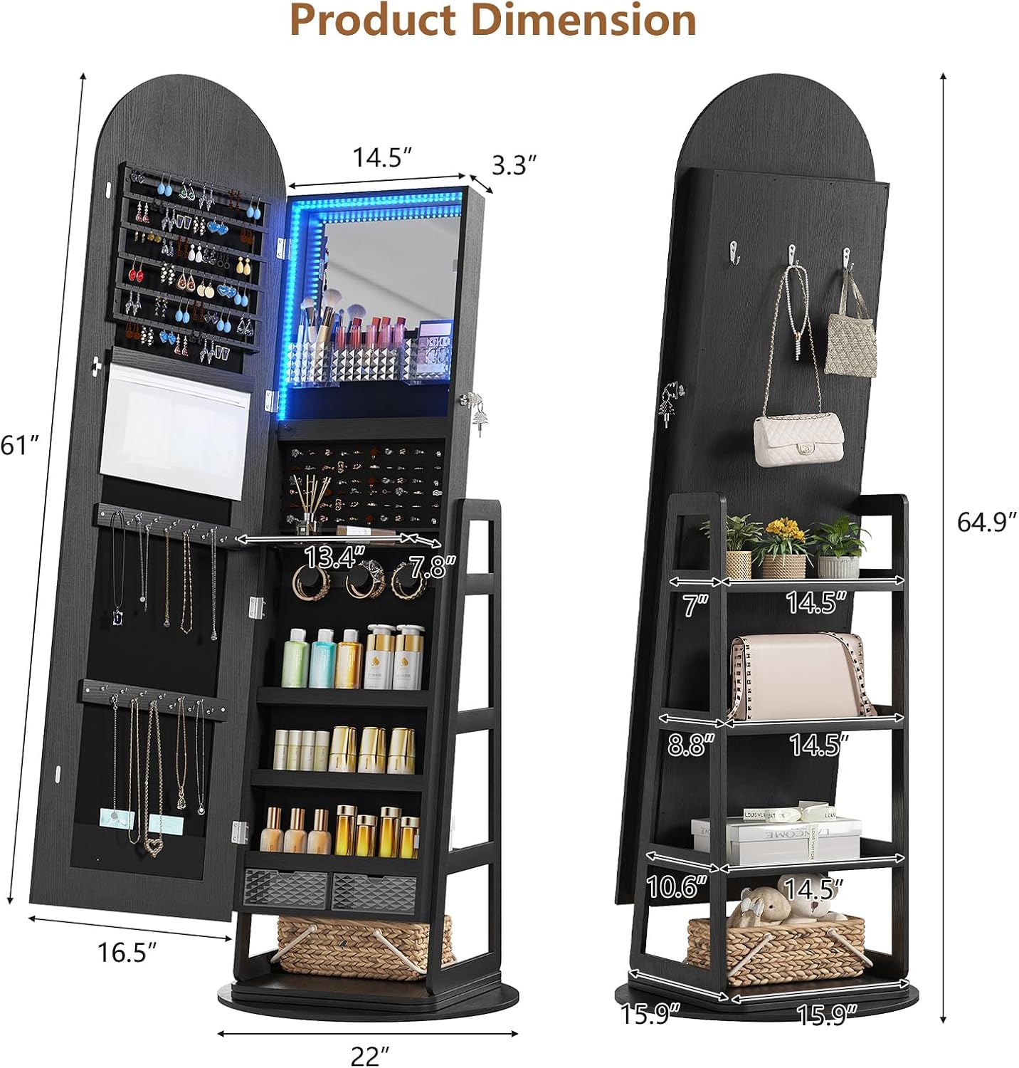stand up jewelry cabinet