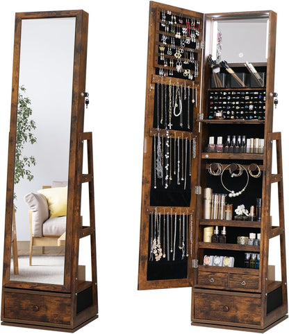 360 Swivel Full Length Mirror Jewelry Cabinet