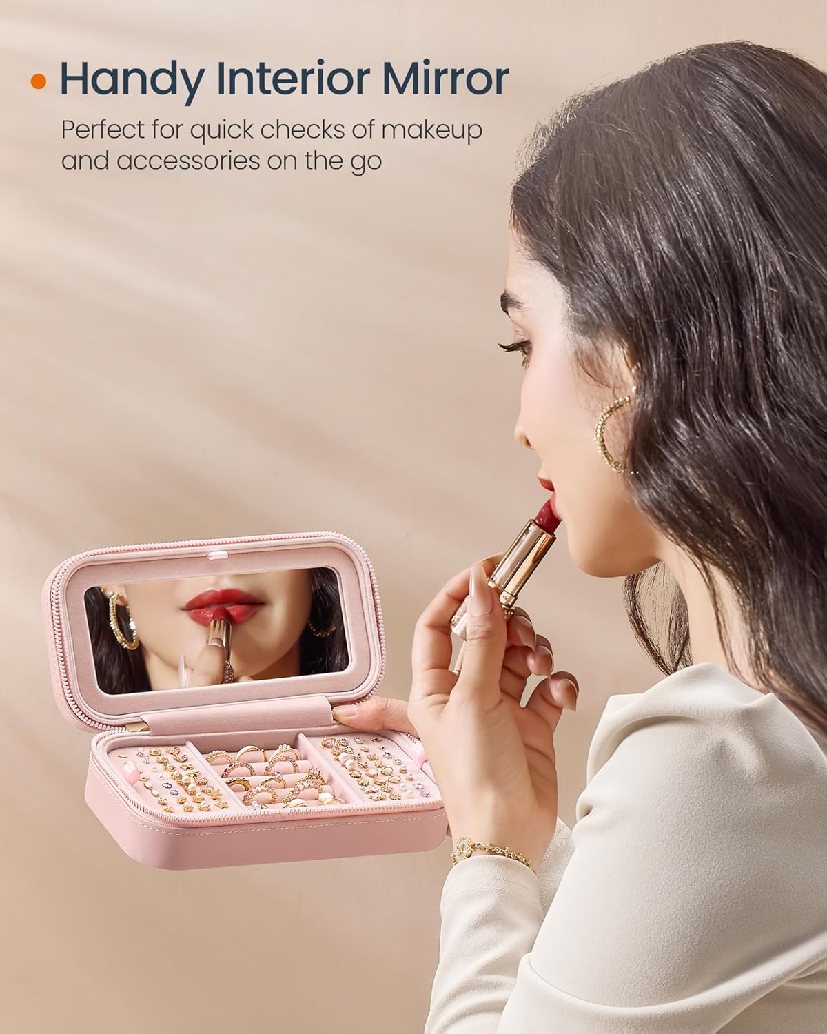 Travel Jewelry Box Organizer with Mirror