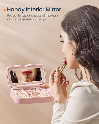 Travel Jewelry Box Organizer with Mirror