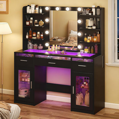 Makeup Vanity Desk with Mirror & Lights 3 Colors