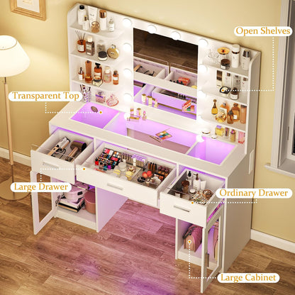 Makeup Vanity Desk with Mirror & Lights 3 Colors