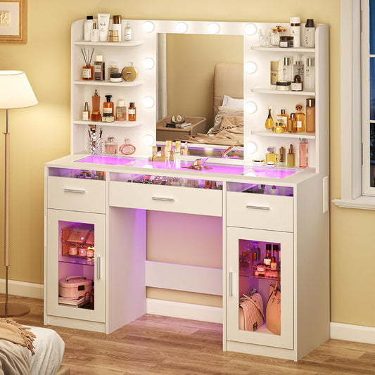 Makeup Vanity Desk with Mirror & Lights 3 Colors