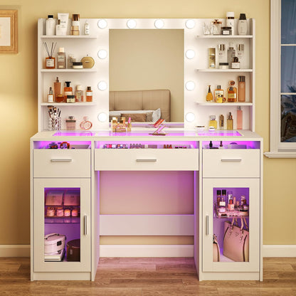 Makeup Vanity Desk with Mirror & Lights 3 Colors