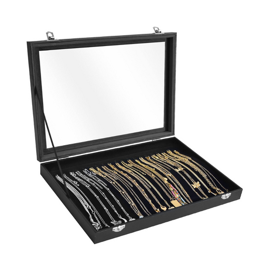 velvet necklace display tray with hooks