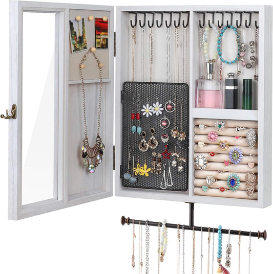 wood jewelry organizer box wall