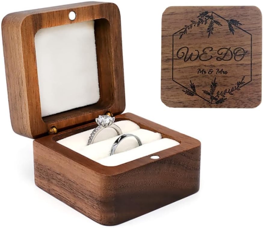 Wooden Wedding Ring Box for 2 Rings